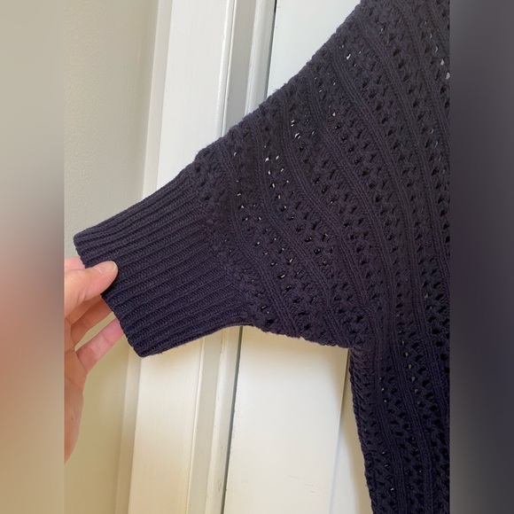 Navy soft asymmetrical open knit sweater by Cupcakes and Cashmere - Picture 10 of 14